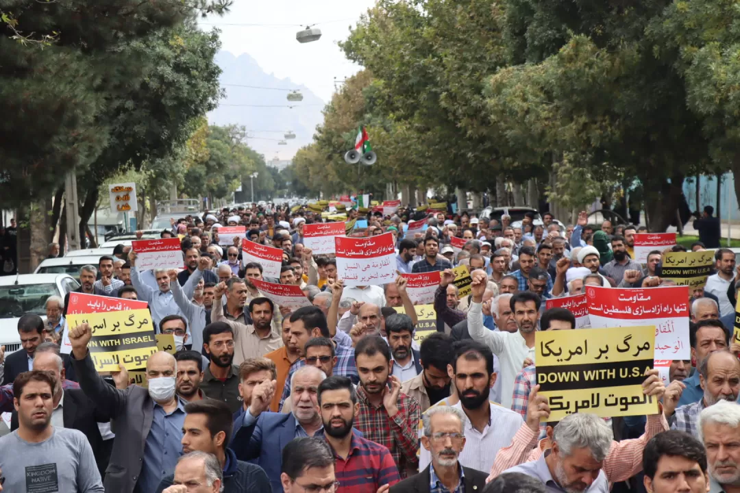 راهپیمایی مردم خمین در همبستگی با مبارزان فلسطینی