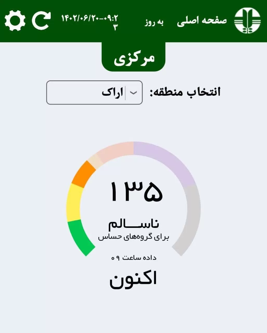 هوای اراک در وضعیت ناسالم قرار گرفت