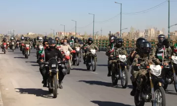 رژه موتورسواران بسیجی در راهپیمایی روز قدس اراک