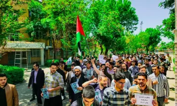 تجمع دانشجویان در حمایت از آزادی‌خواهان حامی فلسطین