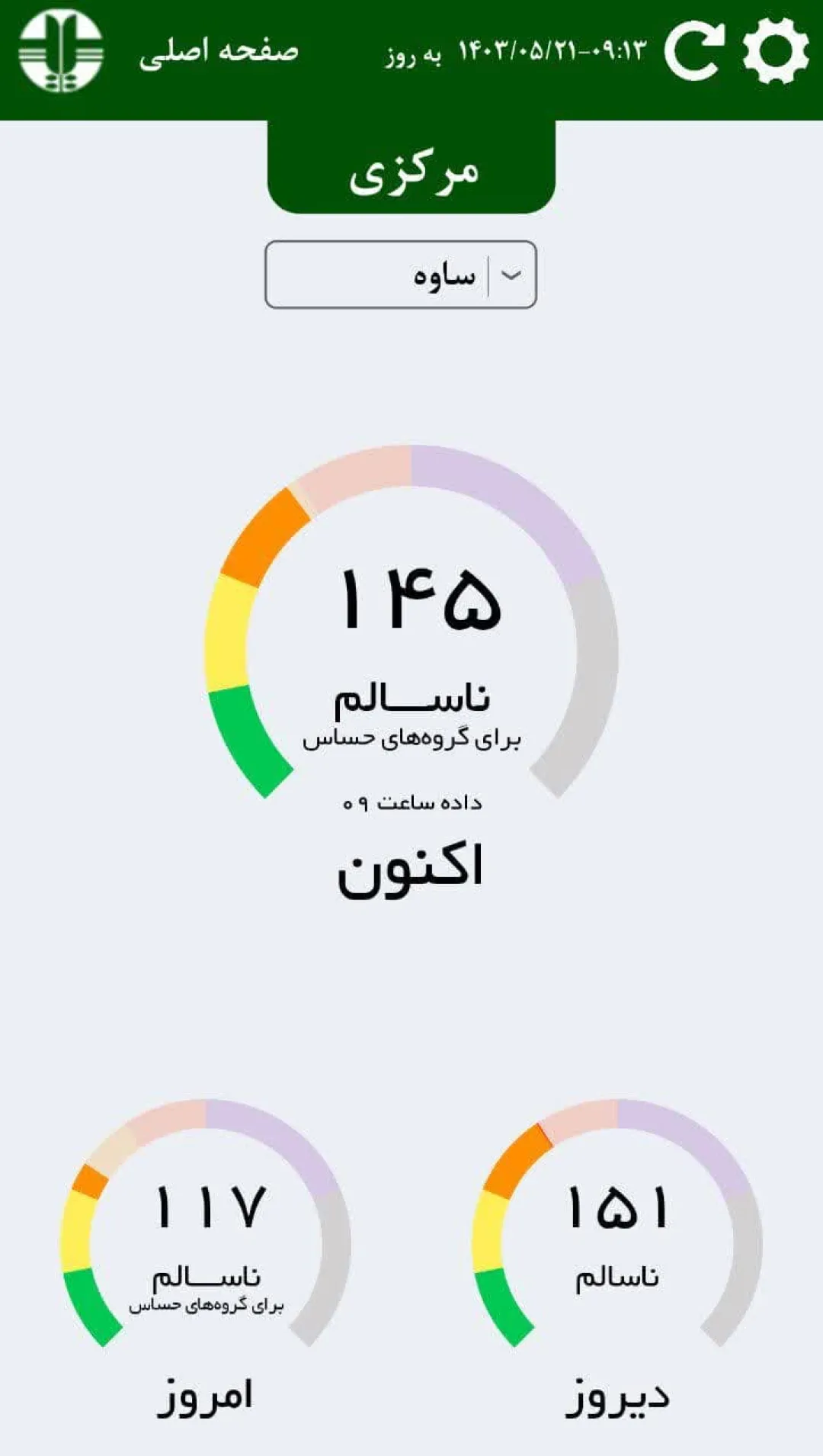 هوای استان ناسالم برای گروه‌های حساس