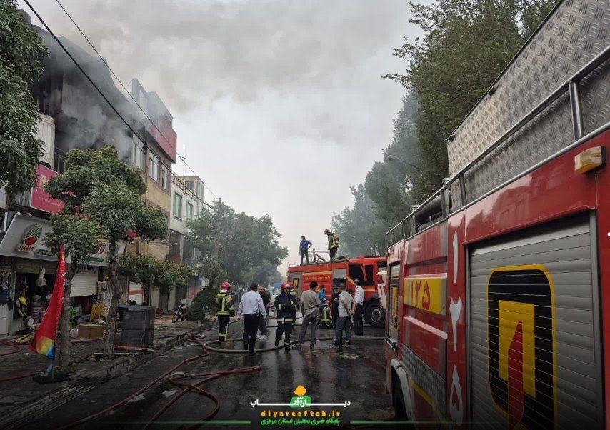 آتش‌سوزی شدید انبار رنگ در اراک