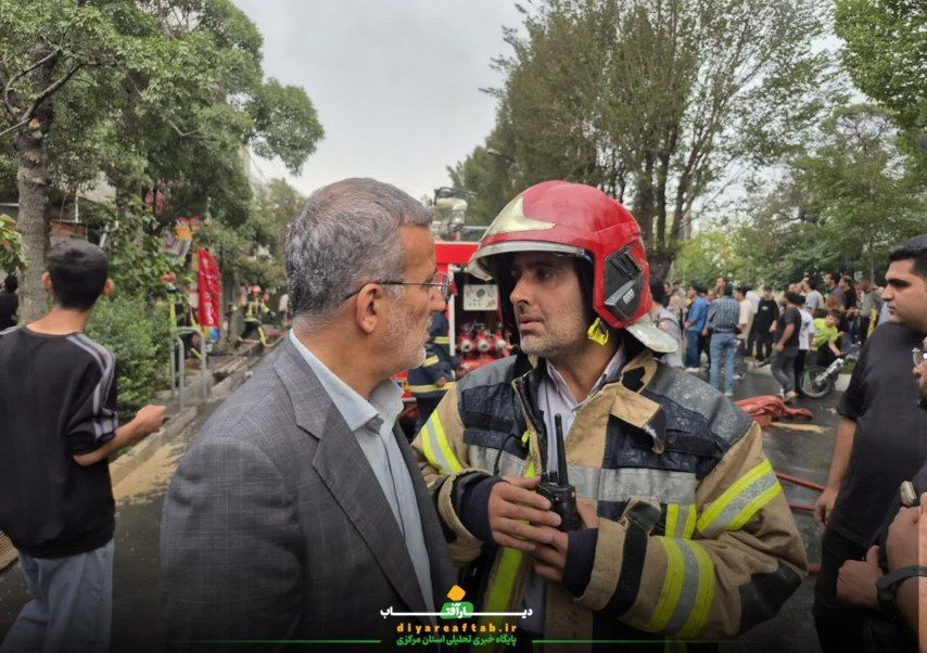 آتش‌سوزی شدید انبار رنگ در اراک