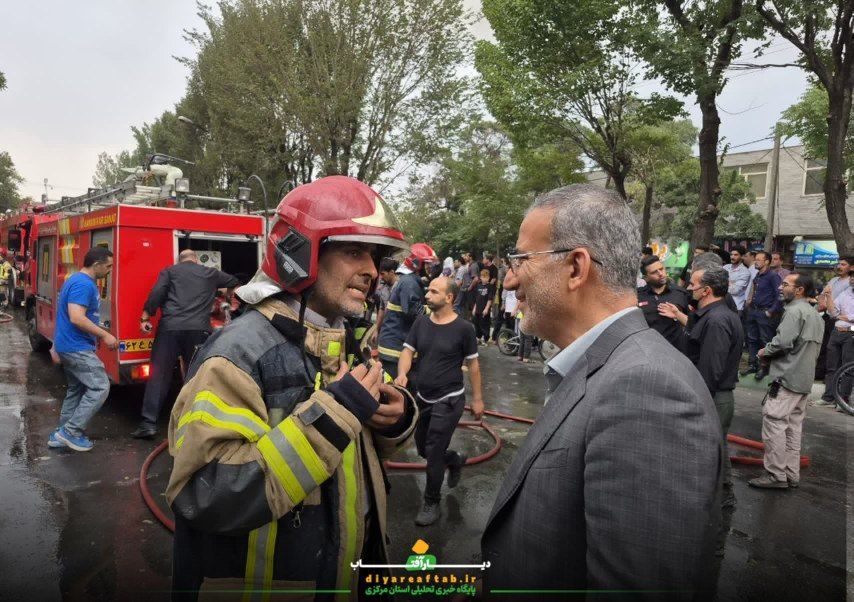 آتش‌سوزی شدید انبار رنگ در اراک
