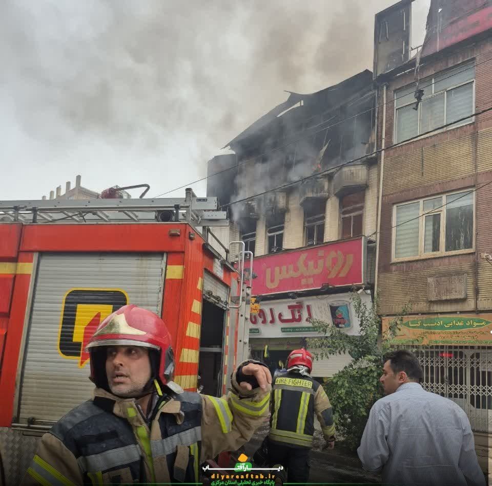 آتش‌سوزی شدید انبار رنگ در اراک