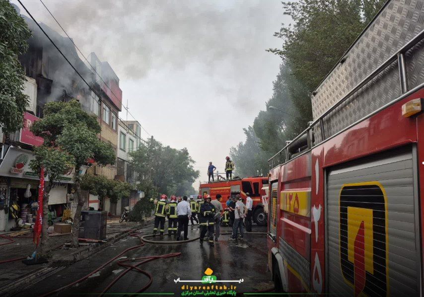 آتش‌سوزی شدید انبار رنگ در اراک