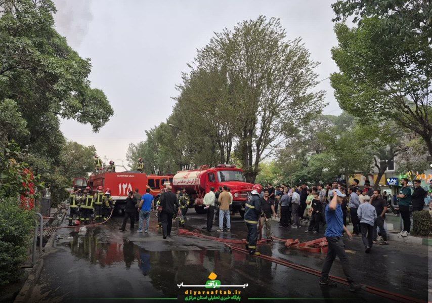 آتش‌سوزی شدید انبار رنگ در اراک